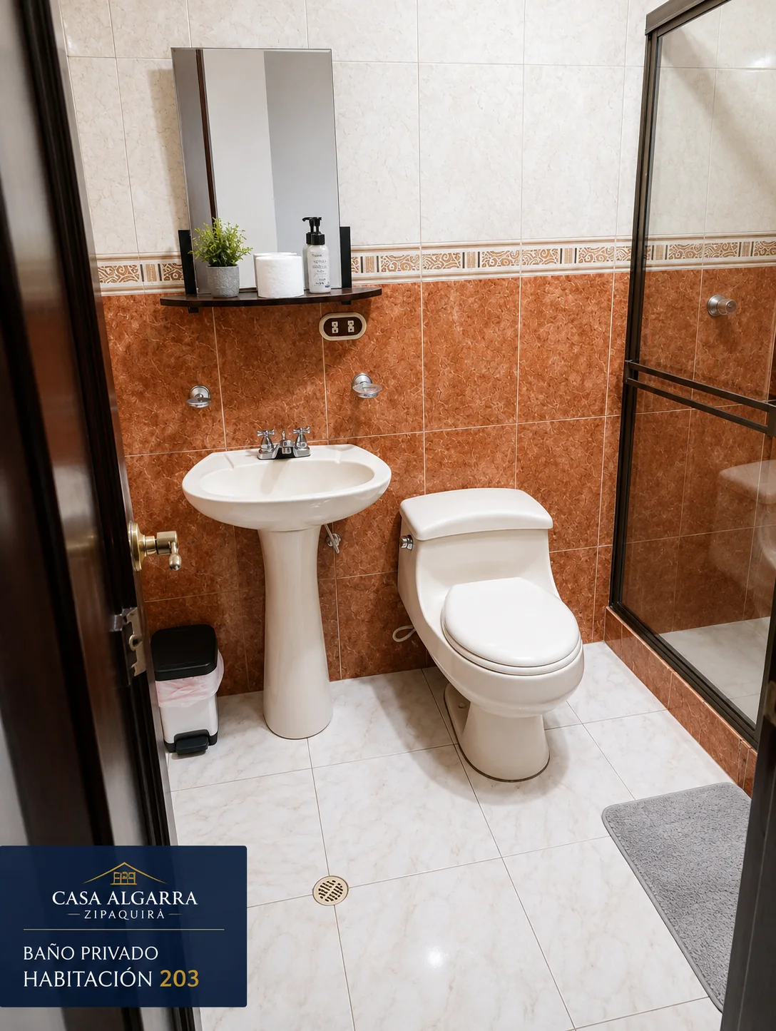 Bano privado con ducha de la habitacion 203 de Casa Algarra