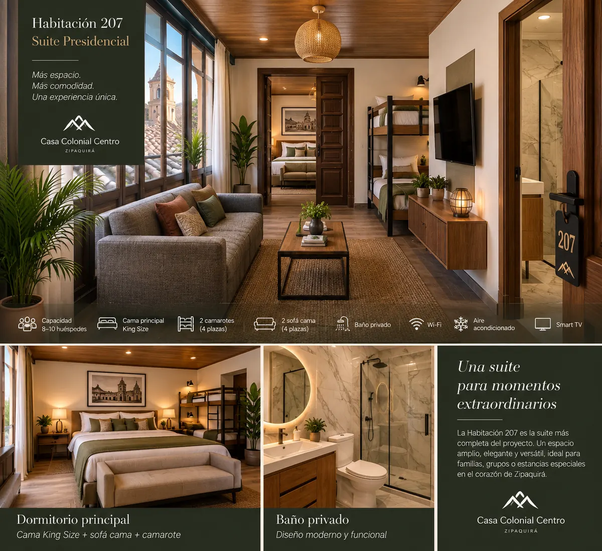 Representación conceptual de la habitación 207 como suite presidencial