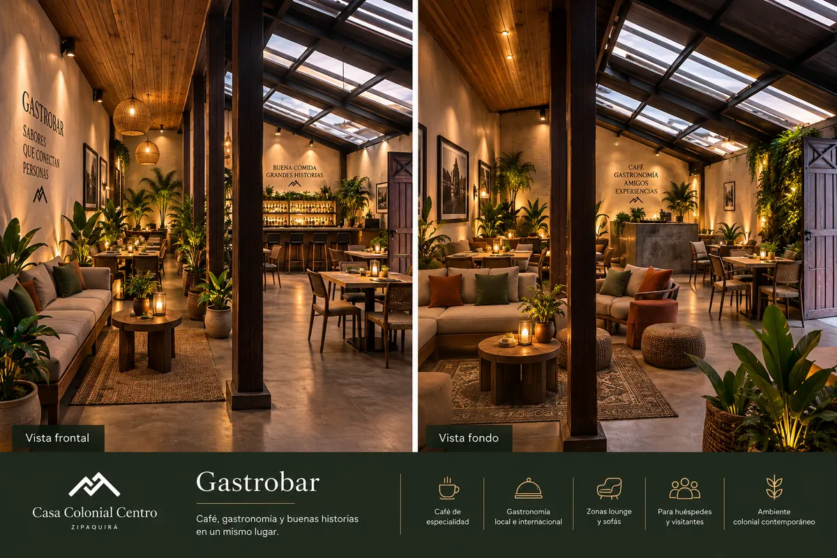 Representación conceptual del interior del gastrobar